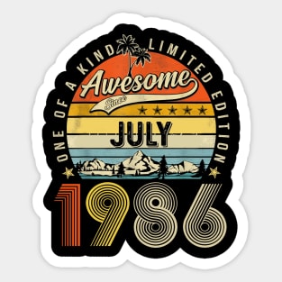 Awesome Since July 1986 Vintage 37th Birthday Sticker